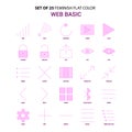 Set of 25 Feminish Web Basic Flat Color Pink Icon set Royalty Free Stock Photo