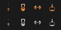 Set Fencing, Kettlebell, Dumbbell and TPX loop training equipment icon. Vector