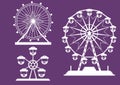 Set of Ferris Wheel from amusement park on purple backgrounds, illustrations