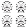 Set of ferris wheels in monochrome style.