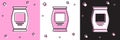 Set Fertilizer bag icon isolated on pink and white, black background. Vector Royalty Free Stock Photo