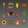 Set of festa junina isolated elements. Brazilian june festival symbols