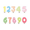 Set of festive candles in the form of numbers. Candles for cake isolated on white background. vector. Royalty Free Stock Photo