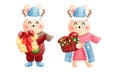 Set of festive christmas bunny clipart.Cute little bunny with gift boxs,antlers,scarf,beanie and christmas costume