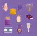 set of festive hanukkah