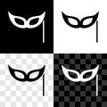 Set Festive mask icon isolated on black and white, transparent background. Merry Christmas and Happy New Year. Vector Royalty Free Stock Photo