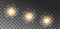 Set festive sparklers, new year fireworks, burning bengal fire on dark background. Vector illustration