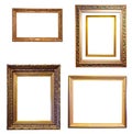 Set of few gold frames. Isolated over white background Royalty Free Stock Photo