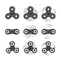 Set of fidget finger spinners icons.