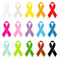 Set Of Fifteen Colorful Flat Graphic Ribbons Looped