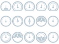 Set of fifteen flat, simple, speedometer style icons.