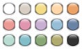 Set Of Fifteen Glossy Silver Buttons Retro Colors