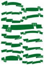 Set of fifteen green cartoon ribbons and banners for web design Royalty Free Stock Photo