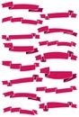 Set of fifteen pink cartoon ribbons and banners for web design