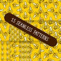 A Set Of Fifteen Seamless Patterns For Your Products And Business. Vector