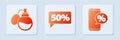 Set Fifty discount percent tag, Perfume and Percent discount and phone. White square button. Vector Royalty Free Stock Photo