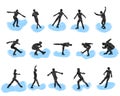 Set of figure skating grunge silhouettes