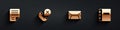 Set File document, Declined or missed phone call, Mail and e-mail and Notebook icon with long shadow. Vector