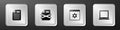 Set File document, Delete file, Browser setting and Laptop icon. Silver square button. Vector Royalty Free Stock Photo