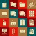 Set File document, Drawer with documents, Document folder, Folder settings gears, Laptop, and Delete icon. Vector Royalty Free Stock Photo