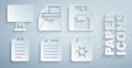 Set File document, Floppy disk, To list or planning, Document settings, Mail and e-mail and Computer monitor icon Royalty Free Stock Photo