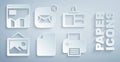 Set File document, Identification badge, Picture landscape, Printer, Envelope and Graph chart infographic icon. Vector Royalty Free Stock Photo
