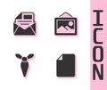 Set File document, Mail and e-mail, Tie and Picture landscape icon. Vector Royalty Free Stock Photo