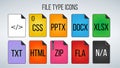Set of File Formats icons. Vector illustration isolated on white background. Royalty Free Stock Photo