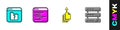Set File missing, Software, Data export and Server, Data, Web Hosting icon. Vector