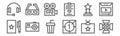 Set of 12 film industry icons. outline thin line icons such as light, countdown, camera, award, videocamera, d glasses