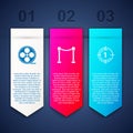 Set Film reel, Rope barrier and Old film movie countdown frame. Business infographic template. Vector Royalty Free Stock Photo