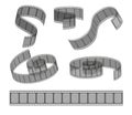 Set of filmstrip rolls. Collection of realistic movie and cinema elements or objects.