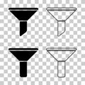 Set of filter button web shape icon, filtering symbol, funnel sign vector illustration