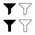 Set of filter button web shape icon, filtering symbol, funnel sign vector illustration
