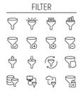 Set of filter data in modern thin line style.