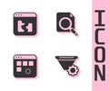 Set Filter setting, Broken file, Loading data window and Search concept with folder icon. Vector Royalty Free Stock Photo