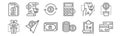 Set of 12 finance icons. outline thin line icons such as cit card, coins, bank transfer, online shopping, bank transfer, bills