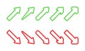Set of financial arrows up and down. Green and red arrows. Increase and decrease. Royalty Free Stock Photo
