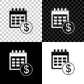 Set Financial calendar icon isolated on black, white and transparent background. Annual payment day, monthly budget Royalty Free Stock Photo