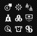 Set Financial growth and euro, Coin money with Yen, Currency exchange, dollar, ATM, Money, pound and icon. Vector Royalty Free Stock Photo