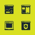 Set Financial growth increase, Browser with shield, Laptop browser window and Web developer programming code icon Royalty Free Stock Photo