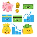 set of financial icon banc, purce of money Royalty Free Stock Photo