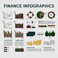 Set of Financial Infographics Elements on Grey Royalty Free Stock Photo