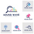 Set of Find Sound wave logo design concept vector. Sound wave illustration design Royalty Free Stock Photo