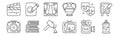 Set of 12 fine arts icons. outline thin line icons such as spray paint, drama, books, theater, stage, sketch