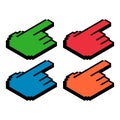 Set of finger ixometric pixel, web cursor click mouse symbol, computer pointer vector illustration Royalty Free Stock Photo