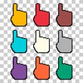 Set of finger pixel icon, web cursor click mouse symbol, computer pointer vector illustration Royalty Free Stock Photo