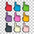 Set of finger pixel icon, web cursor click mouse symbol, computer pointer vector illustration Royalty Free Stock Photo