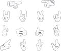 Set of finger Signs on white background. Vector illustration