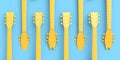 Set of fingerboard of electric acoustic guitar isolated on blue background. Royalty Free Stock Photo